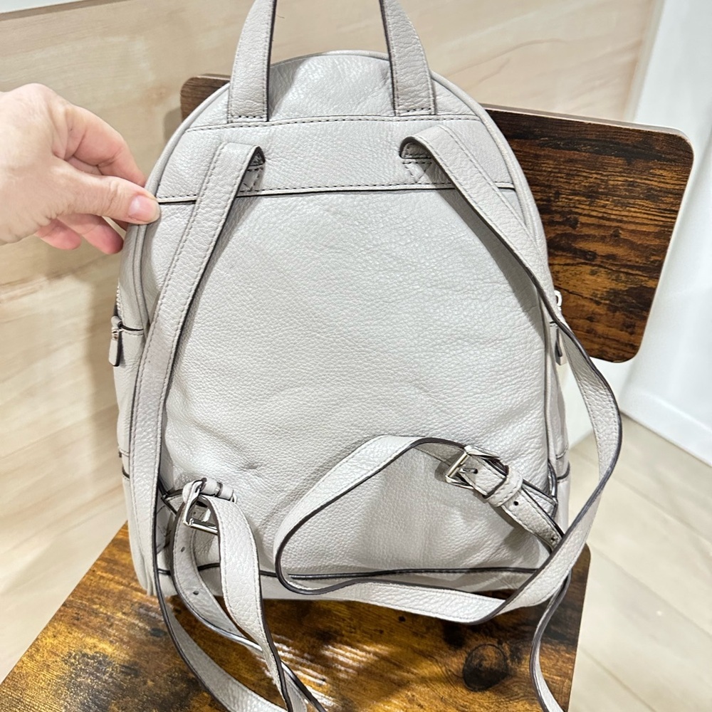 Michael Kors Light Gray Pebbled Leather Backpack - Picture 3 of 10